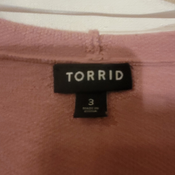 Torrid Multi-Colored Orange, Pink and Off-White Hooded Open-Front Cardigan - Picture 4 of 7